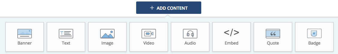 Portfolio Buider - Add content button